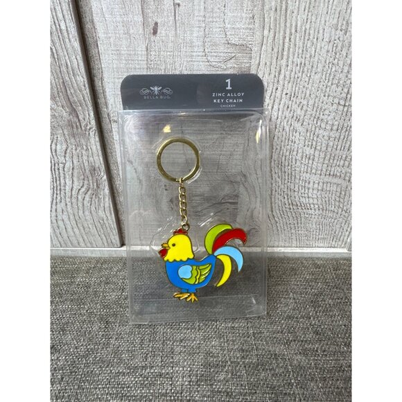 Bella Bug Colorful Rooster Chicken Zinc Alloy Key Chain - Picture 2 of 3